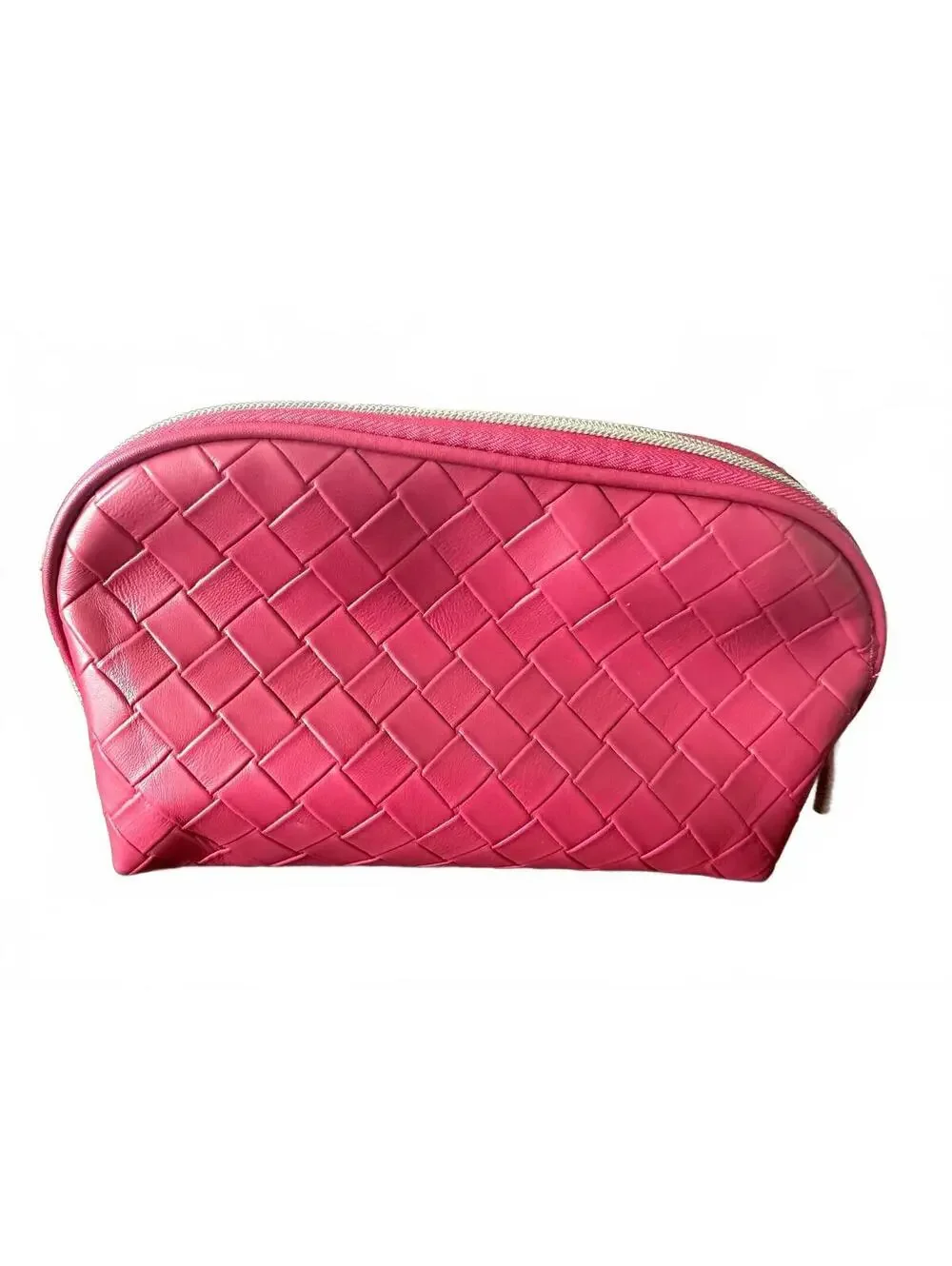 Lancome Woven Cosmetic Makeup Bag Gold Zip Pouch